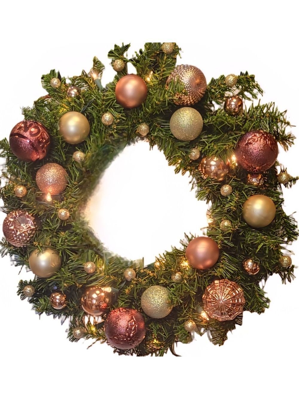 Handmade Pink and Gold Christmas Wreath 19 Inch